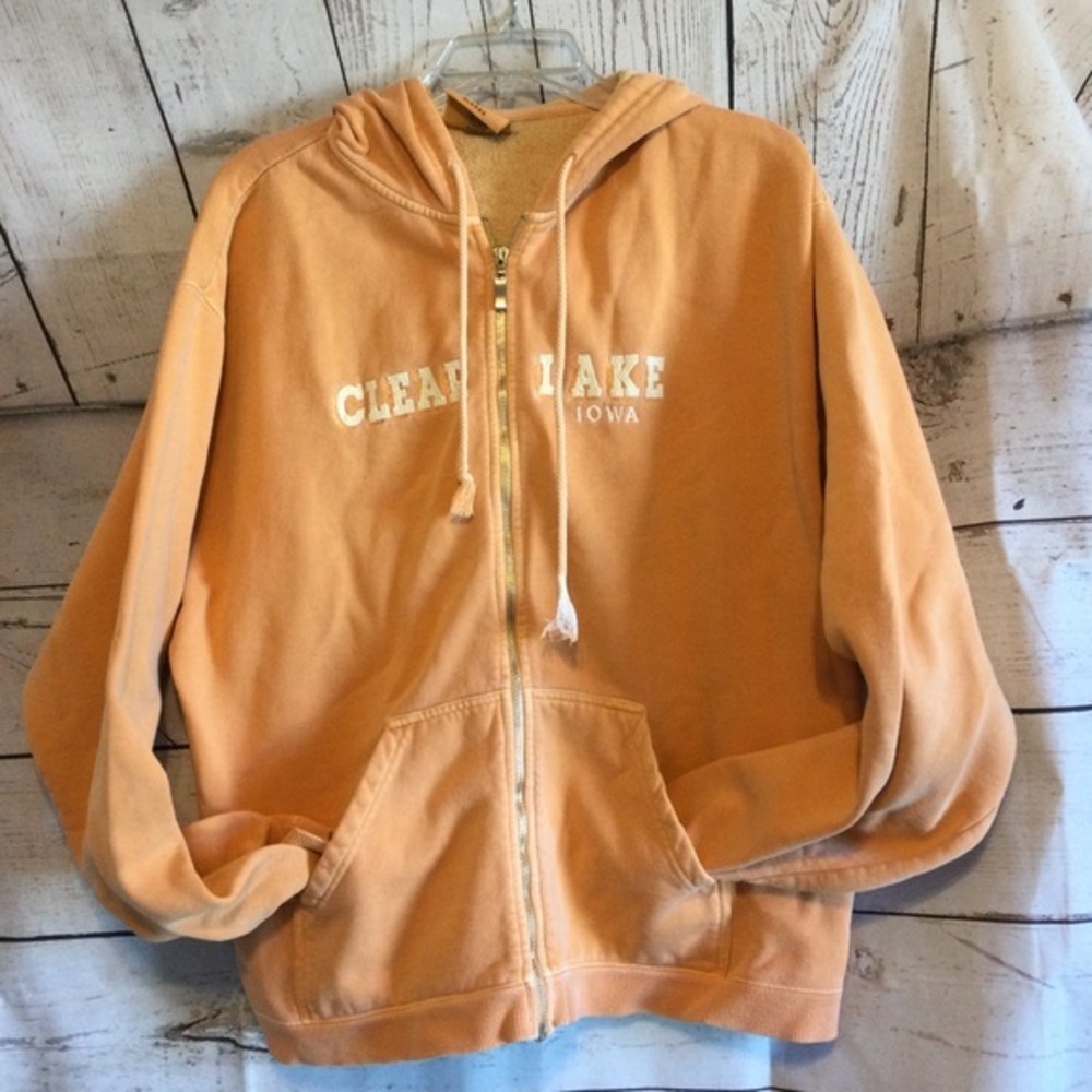 Womens Genuine Clear Lake Orange Zip Up Hoodie Sweatshirt Size XL